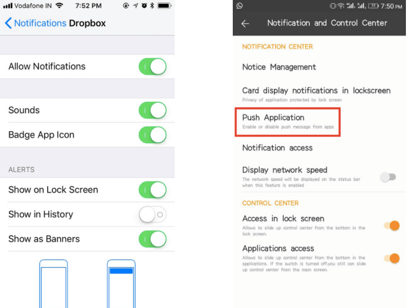 push-settings, push notification settings