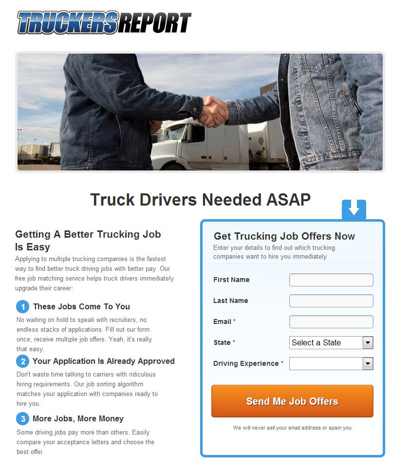 TruckersReport-Landing_page, A/B testing benefits,