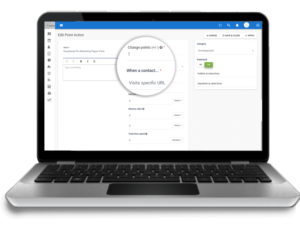 Assign-points-for-every-action, lead scoring automation