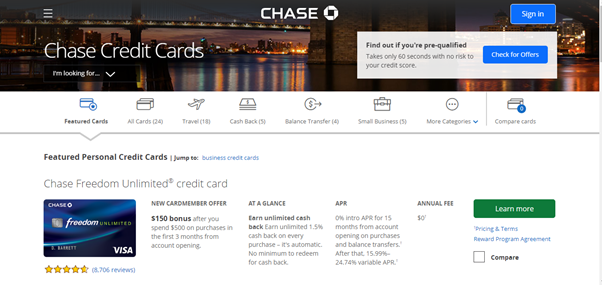 chase landing page, landing page definition