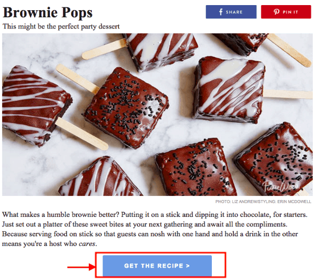 brownie pops call-to-action example