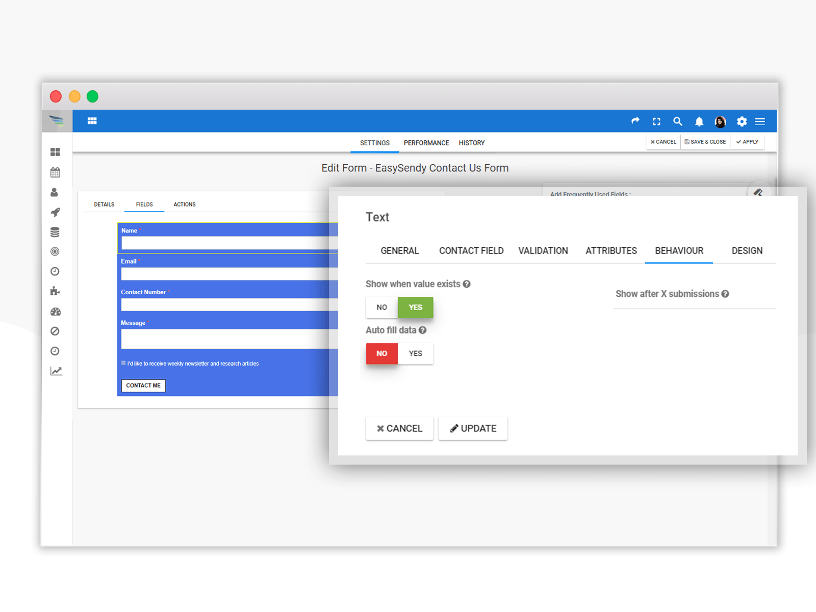 Behaviour based forms