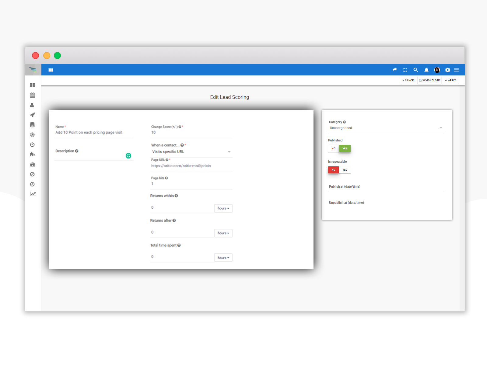 Identify and track Leads through united Lead Scoring to understand between qualified and new leads to prioritize them accordingly, market example pricing, organizations research service, location online phone, features database, test mail, equal account