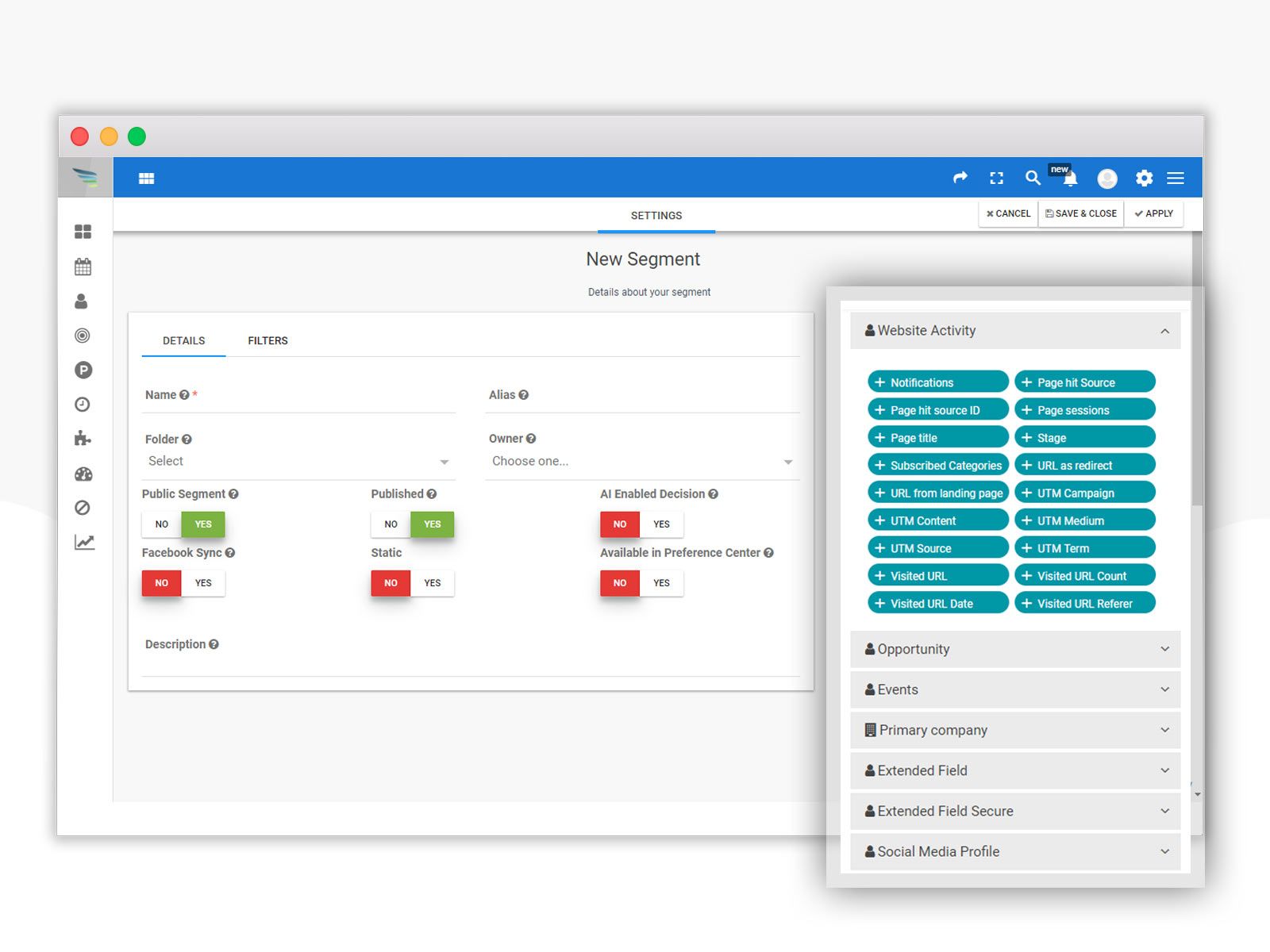 Segment and website activity